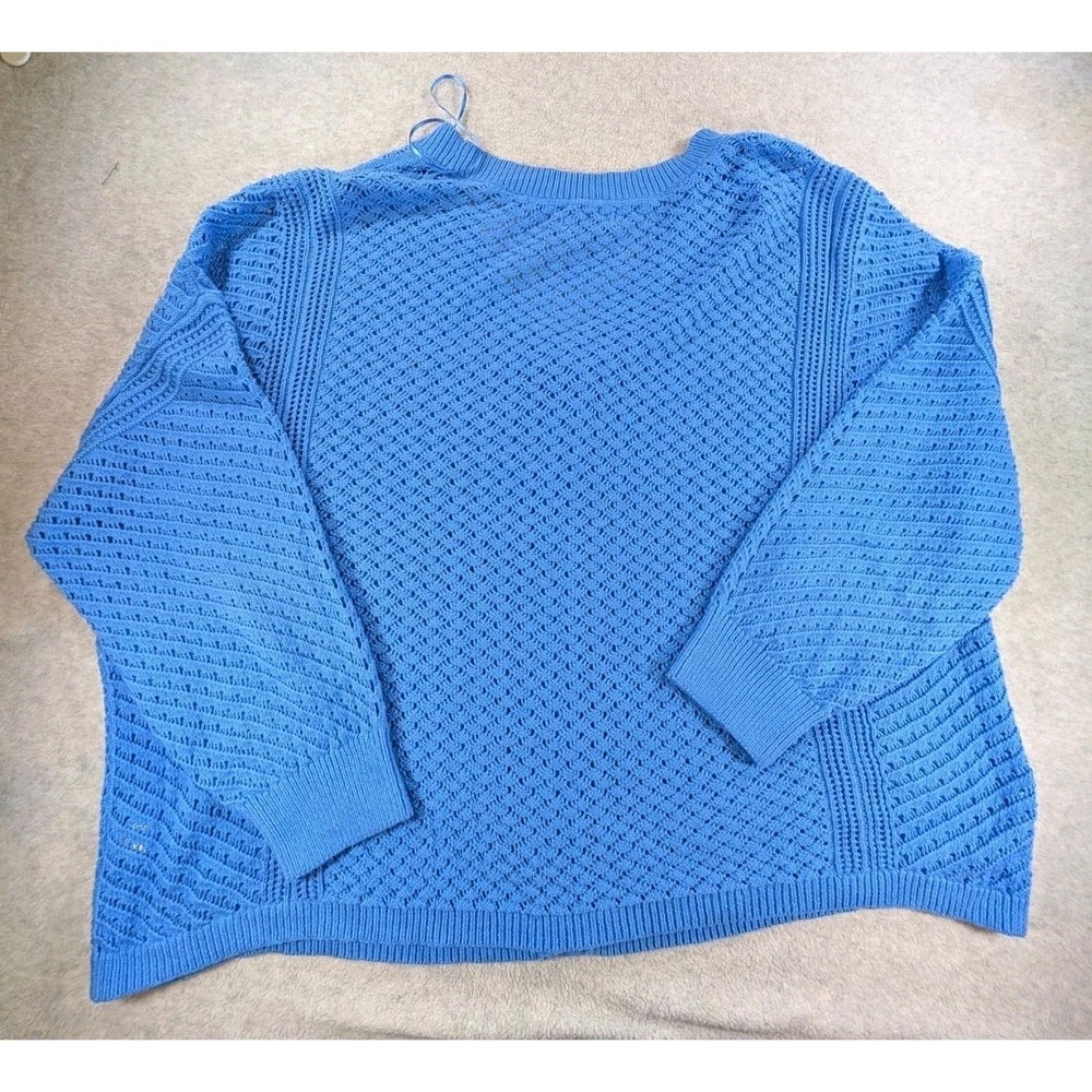 Sonoma Women's Blue V-neck Crochet Cardigan Button Front Long Sleeve Size 3X - Picture 3 of 9
